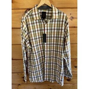 NWT Men's Linea Uomo LU 3XLT Long Sleeve  plaid shirt w flip cuffs
